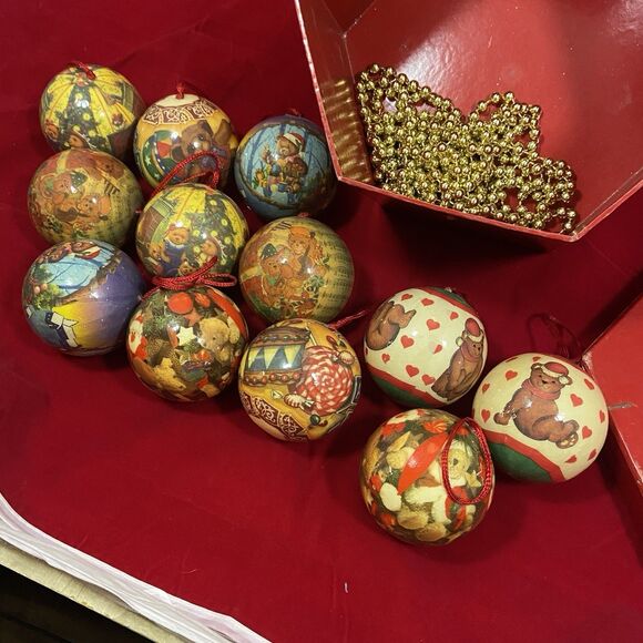 12 Vintage Christmas Ornaments JC Penney Paper Mache w original box - Picture 2 of 5